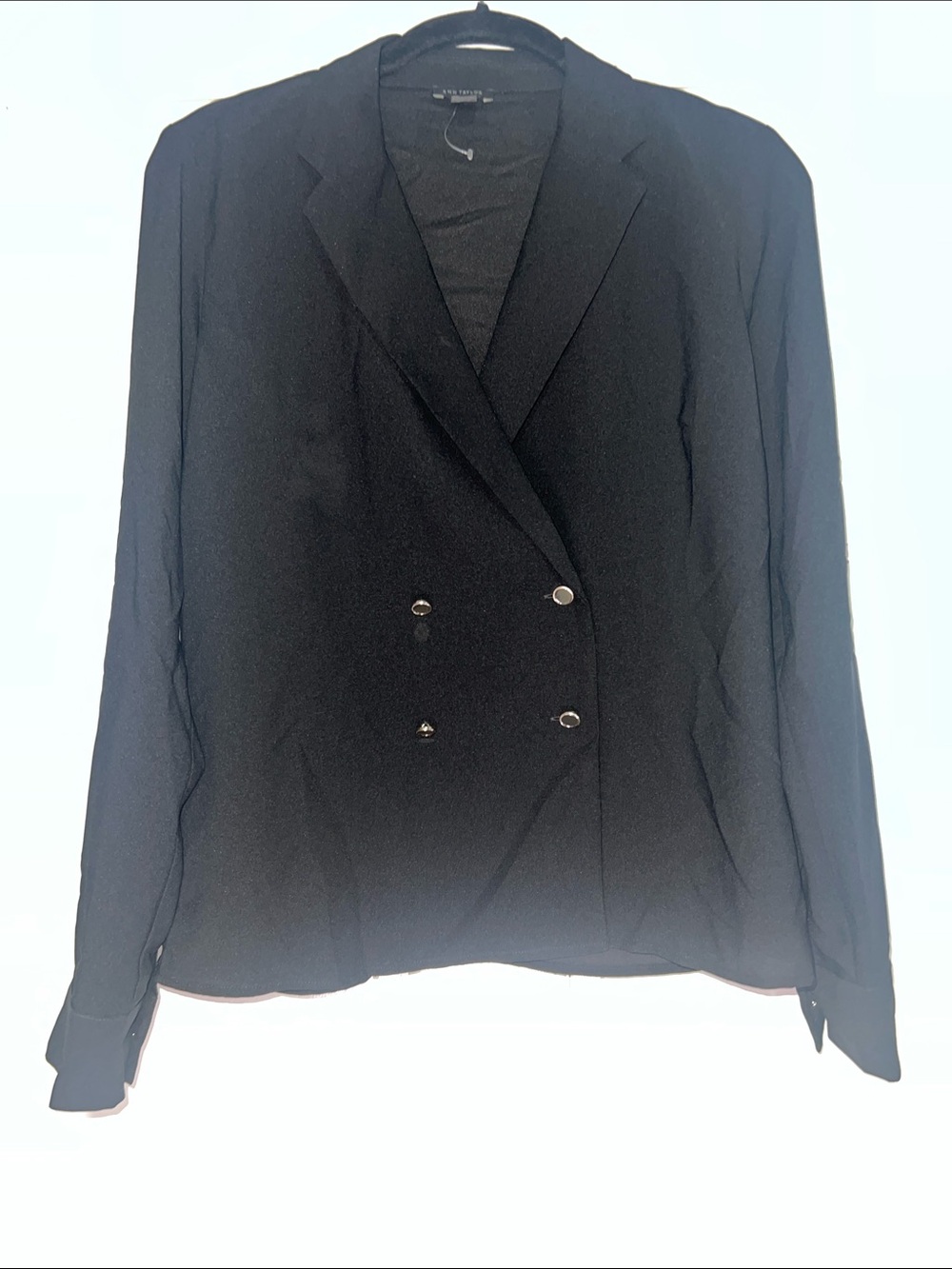 Ann Taylor Black Double-Breasted Blazer Jacket